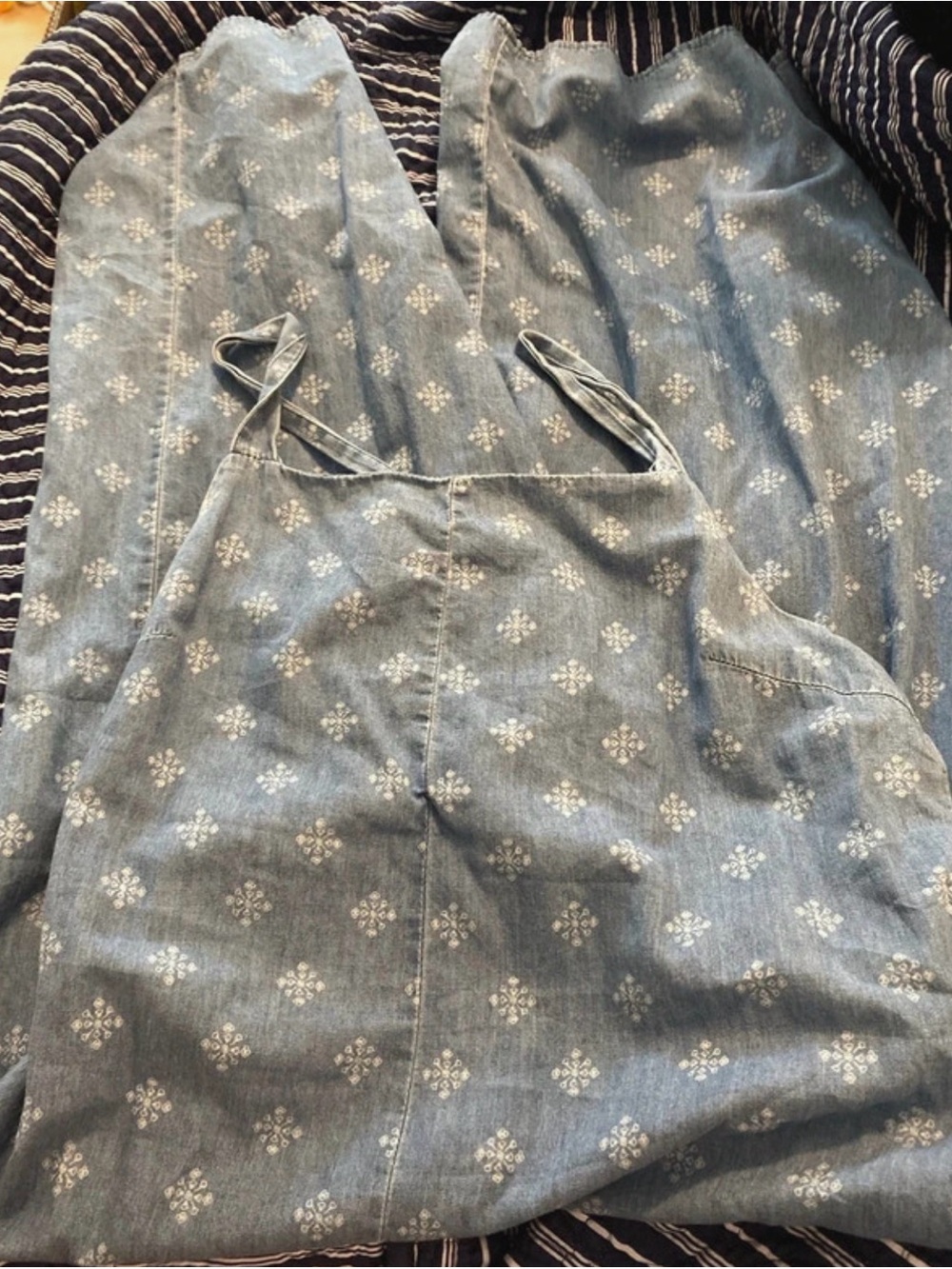 Cotton On Light Blue Printed Denim-Style Jumpsuit